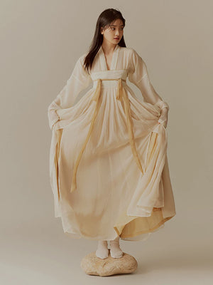 Elegant new original improved tang style hanfu women chest length skirt ancient dress full set for daily wear side view