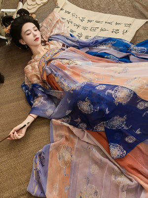 Elegant the prosperous tang dynasty is a dream tang hanfu women chest length skirt fairy air fluttering restoration summer dress side view