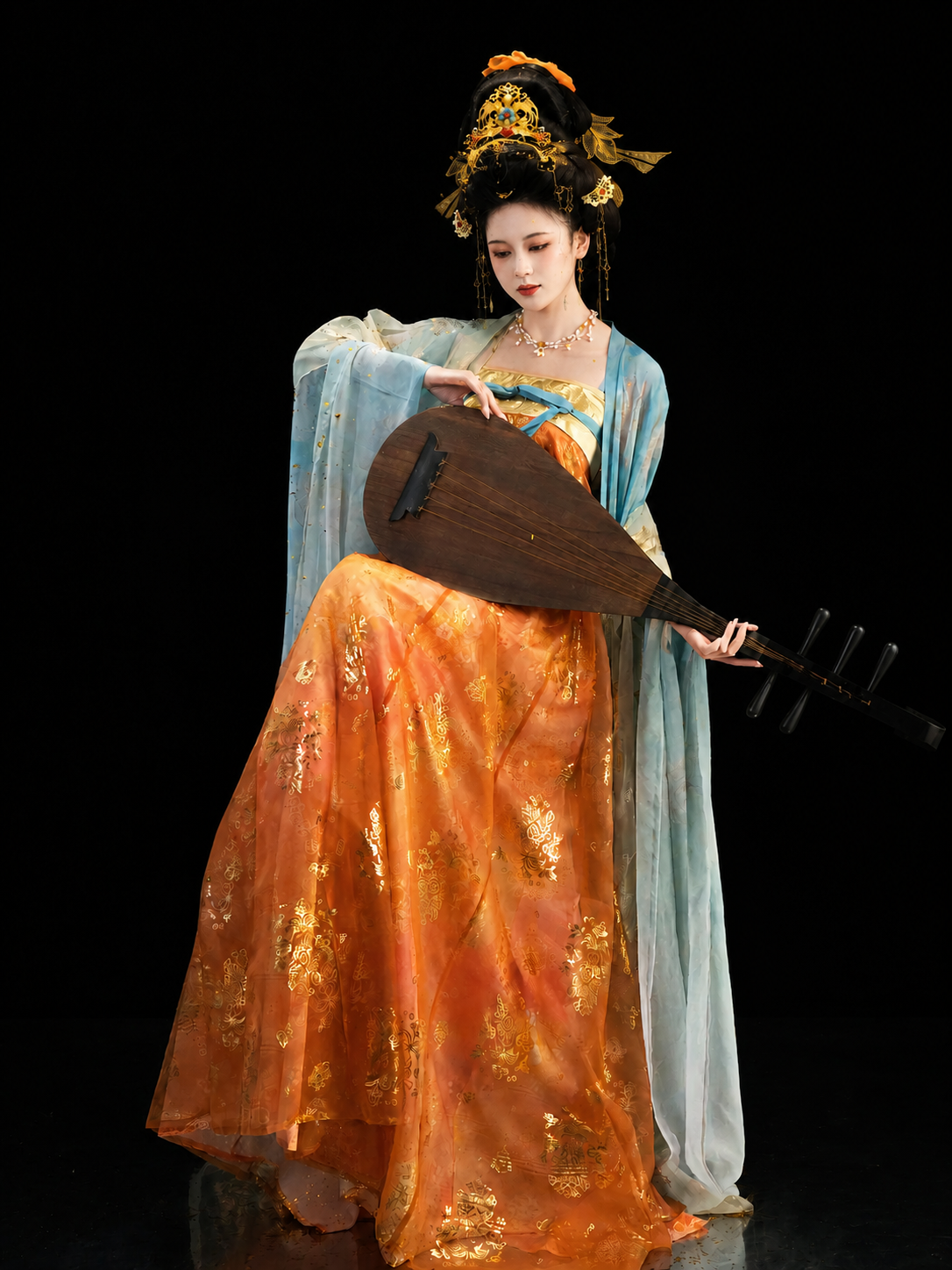 Elegant women plus size tang style hanfu lightweight summer chinese traditional costume for plus size women side view