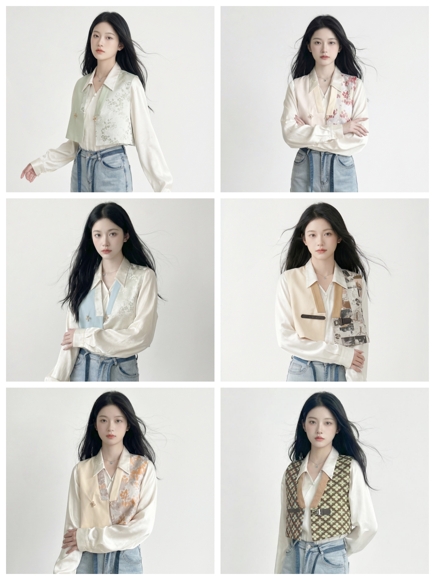  Elegant xiaolushui new chinese style set tang inspired hanfu vest and blouse for spring summer daily wear side view