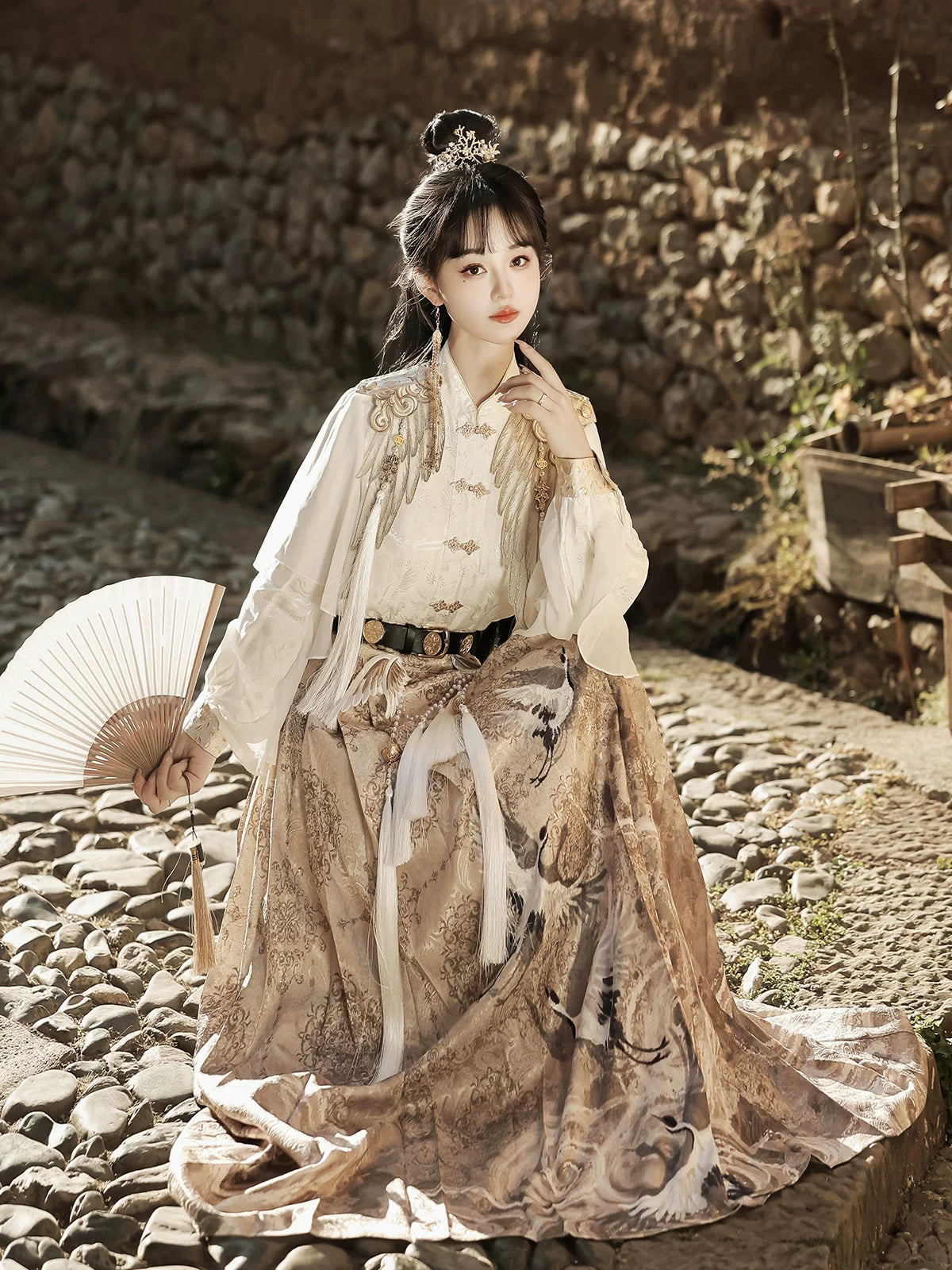 Emissary of the kingdom of heaven fairy hanfu set national style new chinese shirt horse face skirt han elements autumn outfit back view