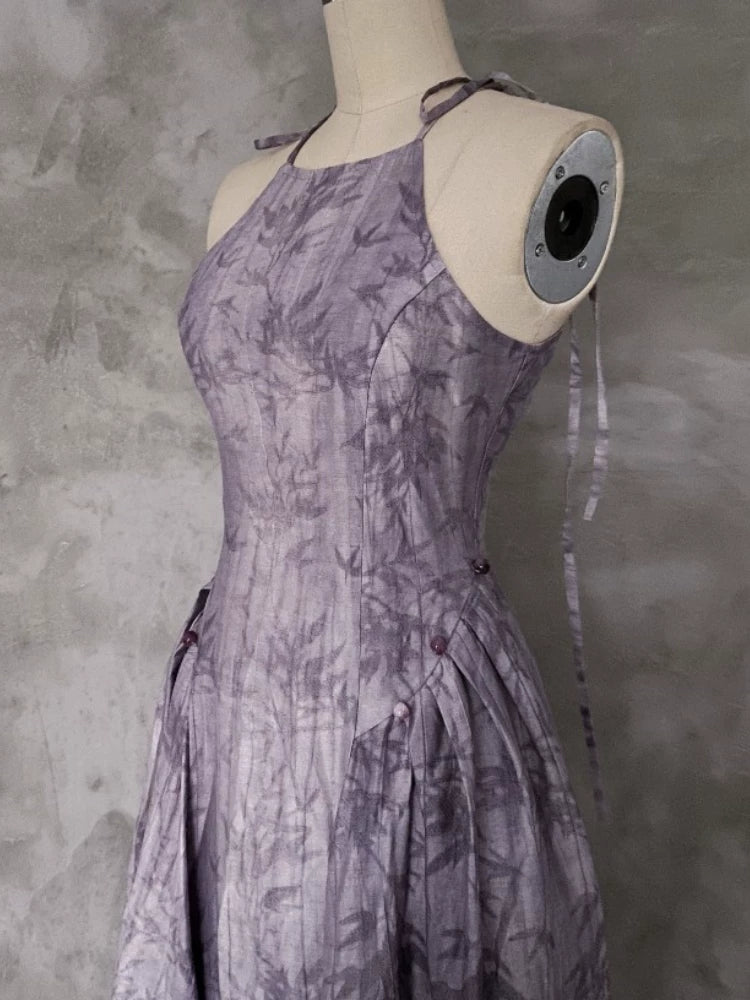 Empty Mountain Hsinchu New Chinese Dress | Ephemera in the World Purple Gas Donglai Suspender Slim Strap Retro