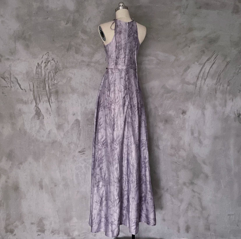 Ephemera in the world empty mountain purple gas donglai new chinese suspender skirt retro thin strap