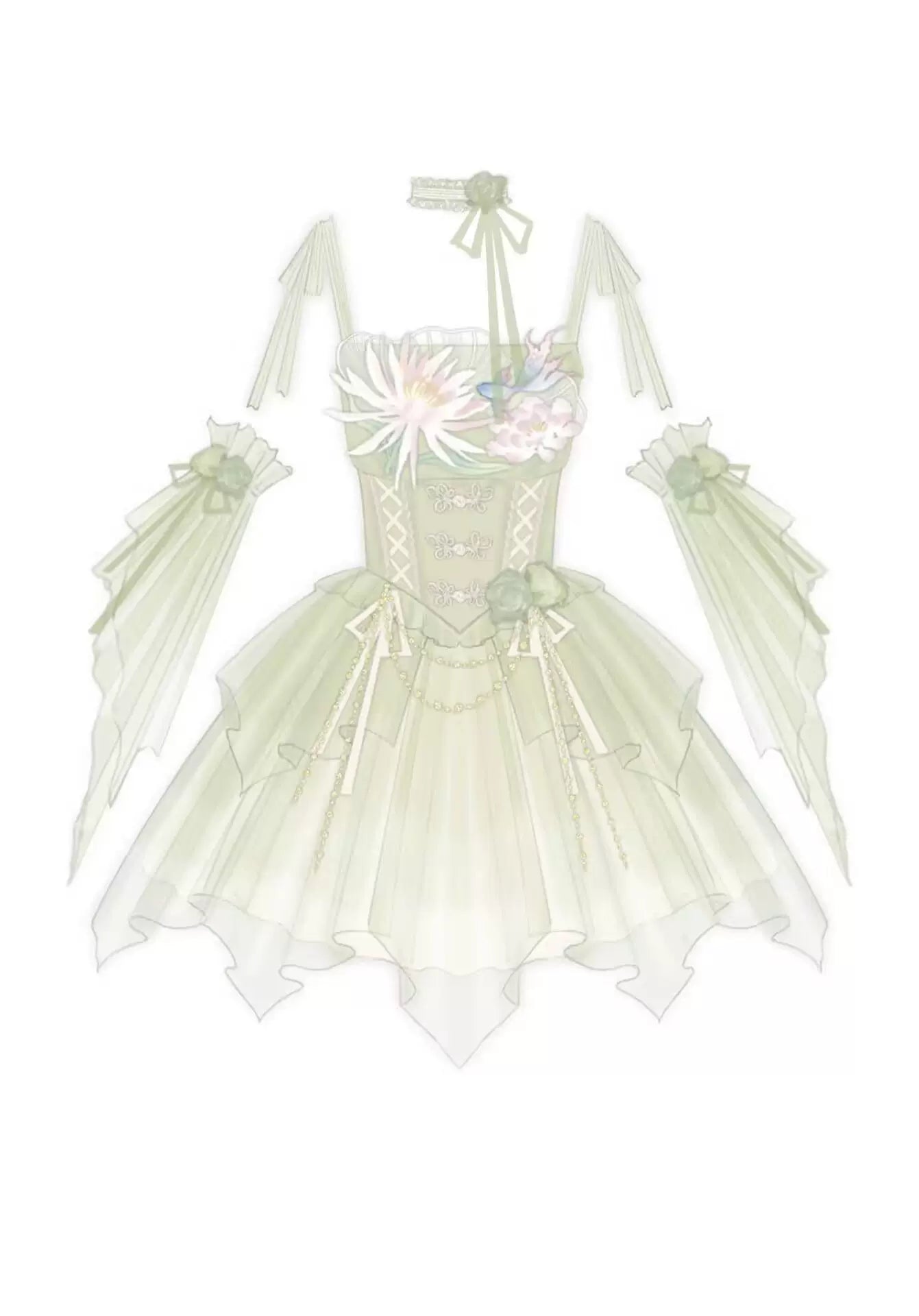 Exquisite original chinese brand tsinghua lu lolita han element embroidered super fairy sweet suspender summer dress full length view