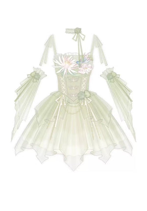 Exquisite original chinese brand tsinghua lu lolita han element embroidered super fairy sweet suspender summer dress full length view