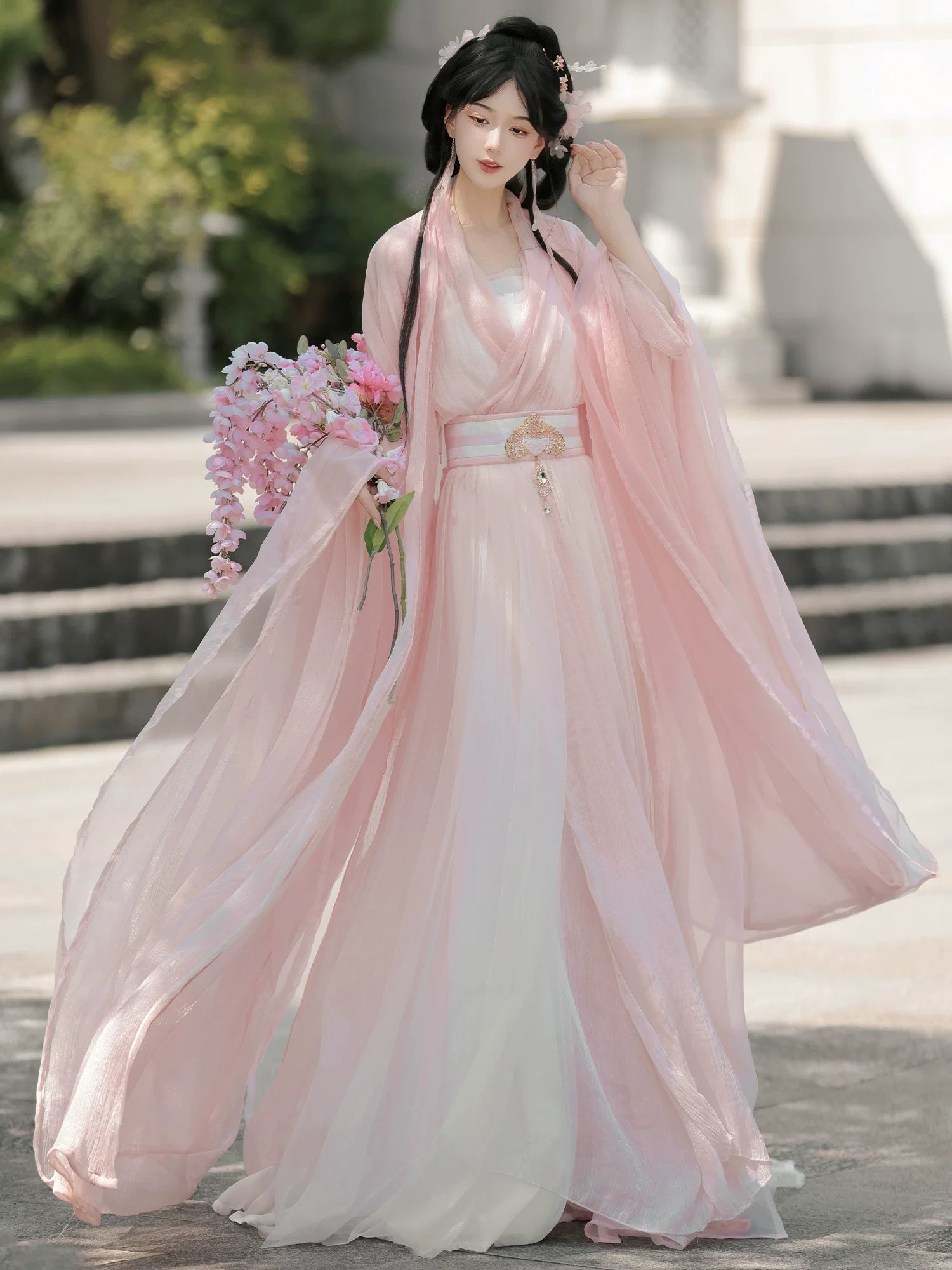 Film tv style hanfu rolling moon wei jin double layer large sleeved shirt warring states robe spring summer