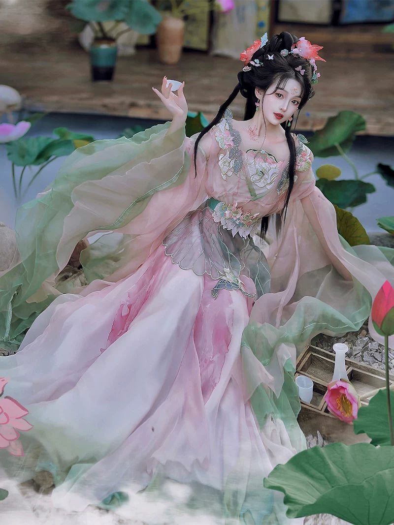 Fuying fairy energy hanfu set wei jin style southern northern dynasties big sleeved shirt daily spring summer suit for women fabric detail