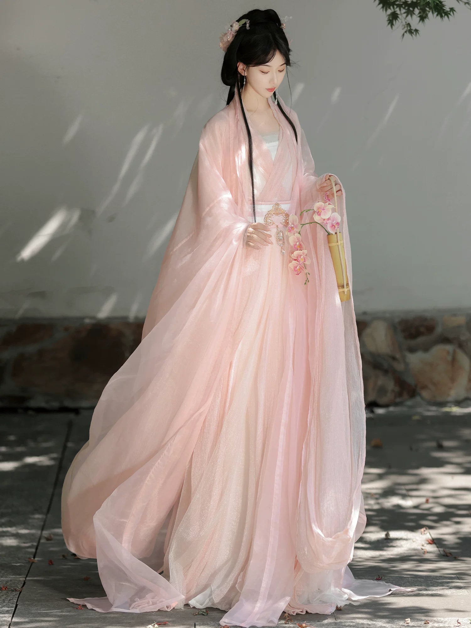  Hanfu rolling moon daily spring summer film television style wei jin warring states double layer large sleeved shirt