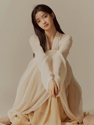 Hanfu women tang made chest length skirt new original improved ancient dress full set for daily dresses back view