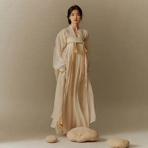 Hanfu women new original and improved tang made chest length skirt ancient dress full set of daily dresses front view