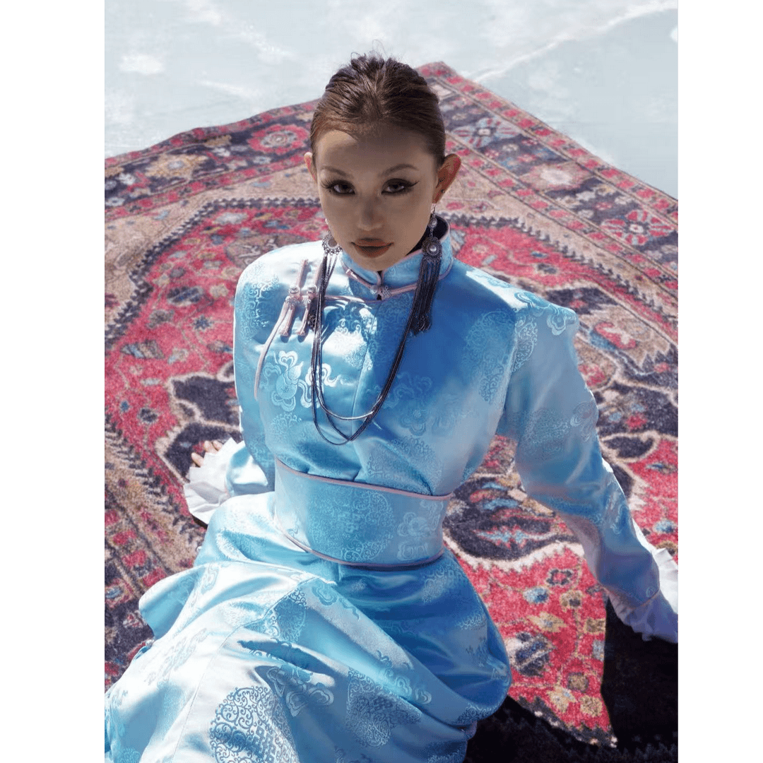 High end women mongolian robe spring 2026 new long dress ethnic characteristics spring clothing

