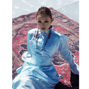 High end women mongolian robe spring 2026 new long dress ethnic characteristics spring clothing

