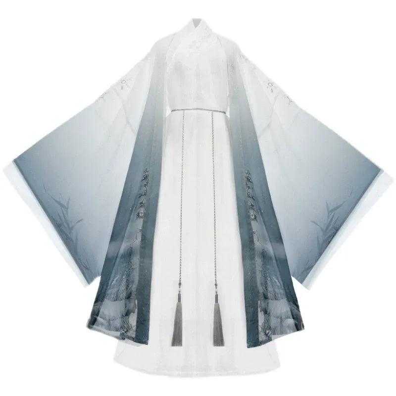 Immortal fairy ming dao hanfu large sleeved robe cotton and linen spring summer ancient costume for women back view
