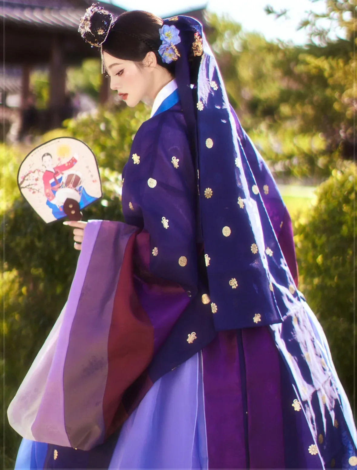 Blue&Purple Korean Hanbok Princess Dress – Women's Traditional Joseon-Style Outfit for Photoshoots & Special Occasions - Yandan_Hanfu