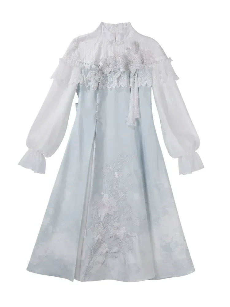 Lily dew autumn hanfu set elegant new chinese style modern dress ensemble for women fabric and detail