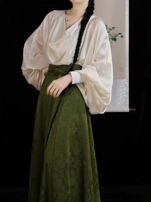 Lumingxi original hanfu swinging neck shirt antique dress ten broken skirt tang women skirt new chinese daily han elements