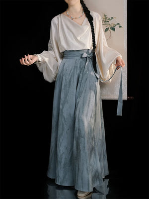 Lumingxi original hanfu tang style ancient clothing women ten broken skirt daily commuter ancient style swinging neck shirt new chinese skirt