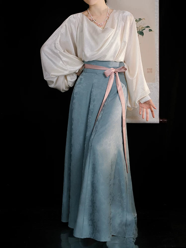 Lumingxi tang style hanfu set antique swinging neck shirt ten broken skirt new chinese daily han elements