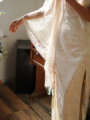 Modern improved cheongsam wedding dress dark beige bell silhouette qipao for engagement bridal cheongsam