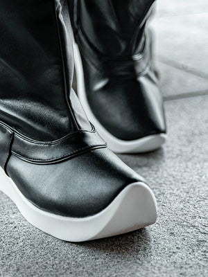 Ming style original antique boots soap boots thick soled 5cm height increase leather hanfu shoes for men and women

