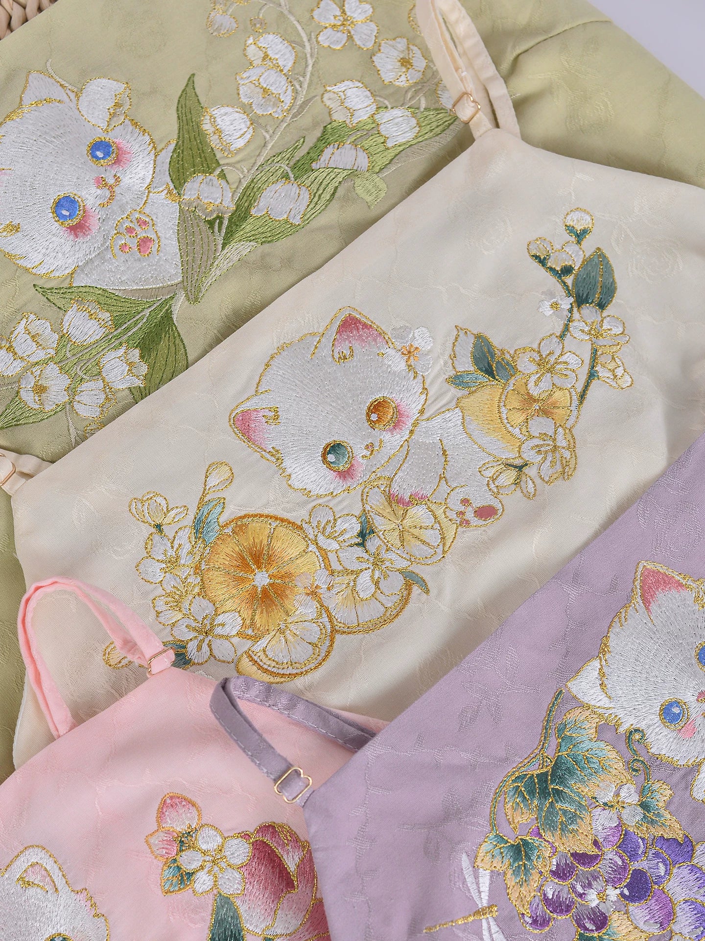 Miss cat national style hanfu sling top embroidered cat print camisole vest for women daily casual back view