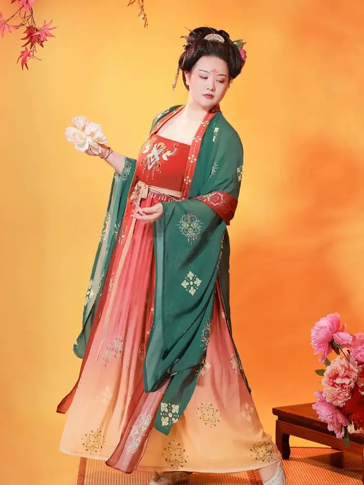Moon melody flowing hezi skirt hanfu plus size tang style elegant design for curvy women fabric and flow detail