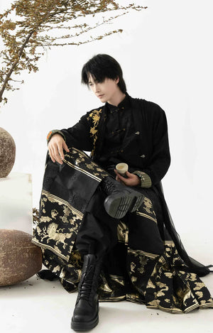 National style brocade horse face skirt set zhaohua fu stand up collar jacket new chinese hanfu for men and women