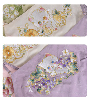  National style miss cat hanfu embroidered sling top cute cat print camisole vest for women daily comfort wear full length view