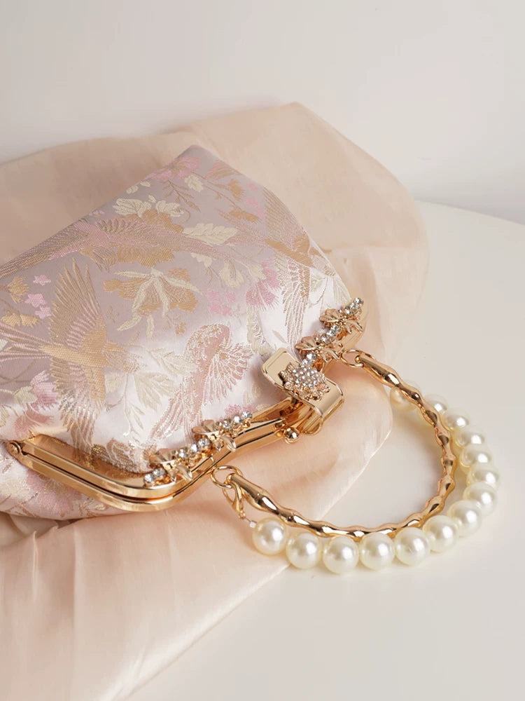 New chinese cheongsam hanfu small bag crossbody wedding handbag for women traditional outfits back view