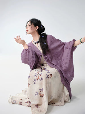 New chinese dream butterfly fairy waist cheongsam national style improved edition purple suspender dress women spring summer back view

