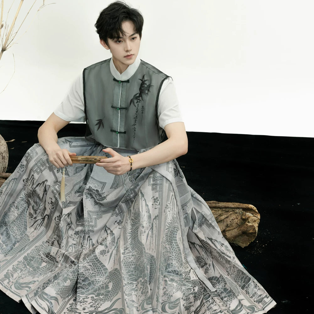 New chinese pair top hanfu zhaohua fu antique original weaving gold horse dress men and girls