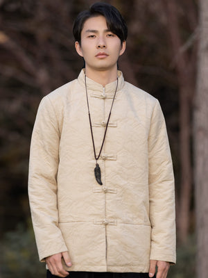 New chinese style brocade tang suit jacket traditional chinese coat with frog buttons for formal events fabric detail

