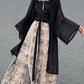Elegant Ming hanfu dresses with embroidered clouds. Mulan styles with thousand words mamian skirts. Inclusive plus size hanfu. Modern hanfu with mamian elements. Sophisticated black hanfu with mamian hems. Graceful female hanfu with flowing mamian drapes. Casual mamian-accent hanfu tops and shirts. Tailored Ming hanfu shirts with mamian patterns.