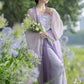 Monet Garden Pink Purple Oil Painting Sense Song Dress