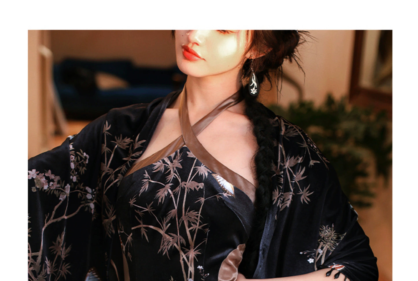 Incense two-piece set | Chinese summer thin velvet neck coat summer Cheongsam Dress