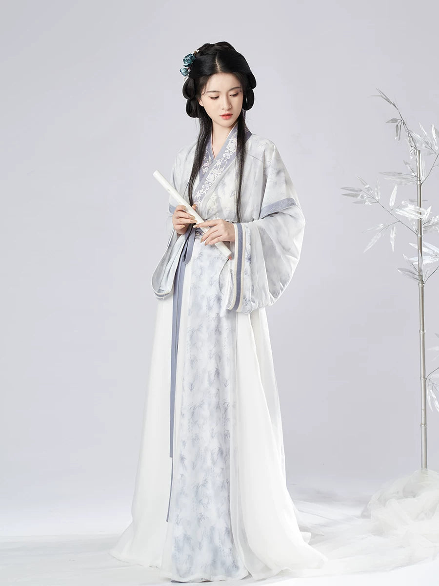 Ink Blue Jin Dynasty Hanfu Separates and 3-Piece Set - skirt or hem detail