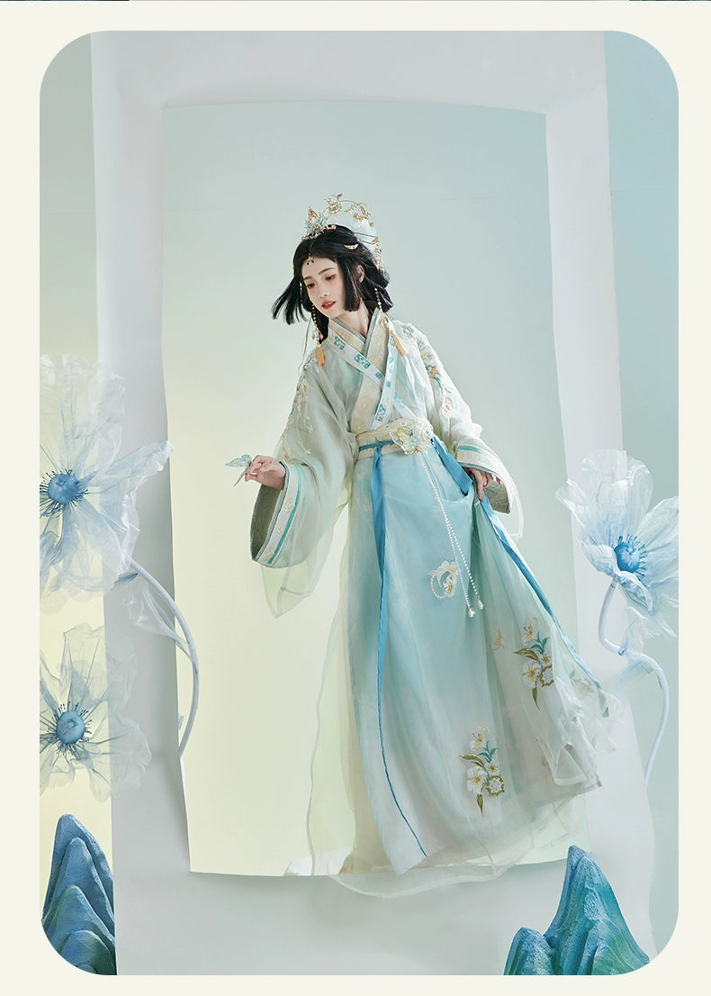 Discover blue hanfu for women with elegant hanfu sleeves, intricate hanfu patterns, and layered designs. Perfect as a princess hanfu dress, fairy hanfu dress, or sexy hanfu, it’s ideal for hanfu cosplay, hanfu dance style, or casual wear. Shop plus size hanfu, hanfu skirts, and more at our trusted hanfu shop, featuring hanfu for sale from top chinese clothing brands and the best Chinese designer clothing websites.