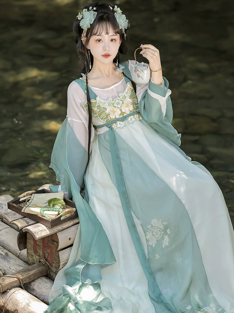 Discover green Traditional hanfu for women with elegant hanfu sleeves, intricate hanfu patterns, and layered designs. Perfect for princess hanfu dress, fairy hanfu dress, sexy hanfu, or hanfu cosplay. Pair with a hanfu skirt, hanfu coat, or dark green hanfu jacket. For men, shop modern hanfu male robes inspired by Tang Dynasty hanfu. Visit our hanfu shop for the best hanfu for sale. 