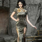 Spring Dragon Festival, Chinese national style disc buckle slim fish tail long slit cheongsam dress