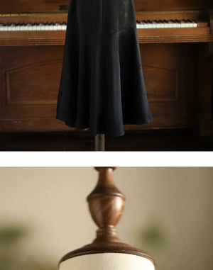 Black Qipao Dress – New Chinese Style Plus Size Vintage-Inspired Elegant Daily Cheongsam for Women - Yandan_Hanfu