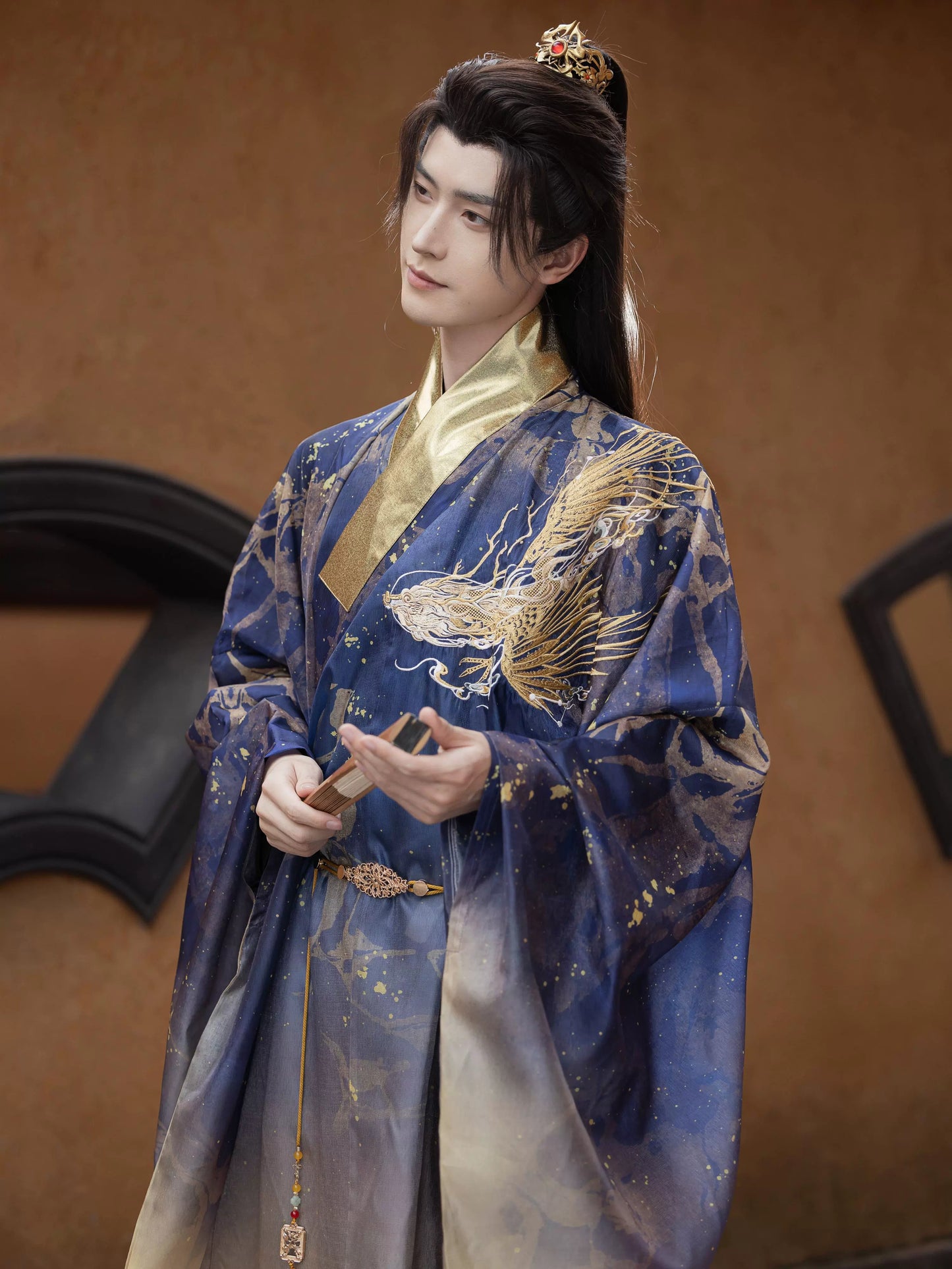 [Dragon Roar] Hanfu Printing Smudge Embroidery Ming Blue Daoist Robe