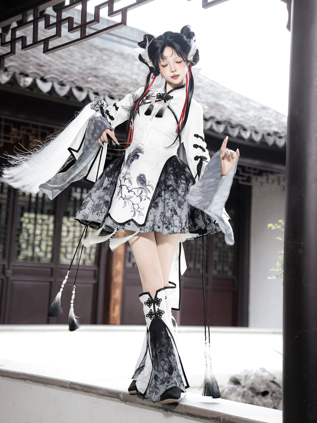 Magpie Feather New Chinese Style Hanfu Set | 4-Piece Spring Autumn