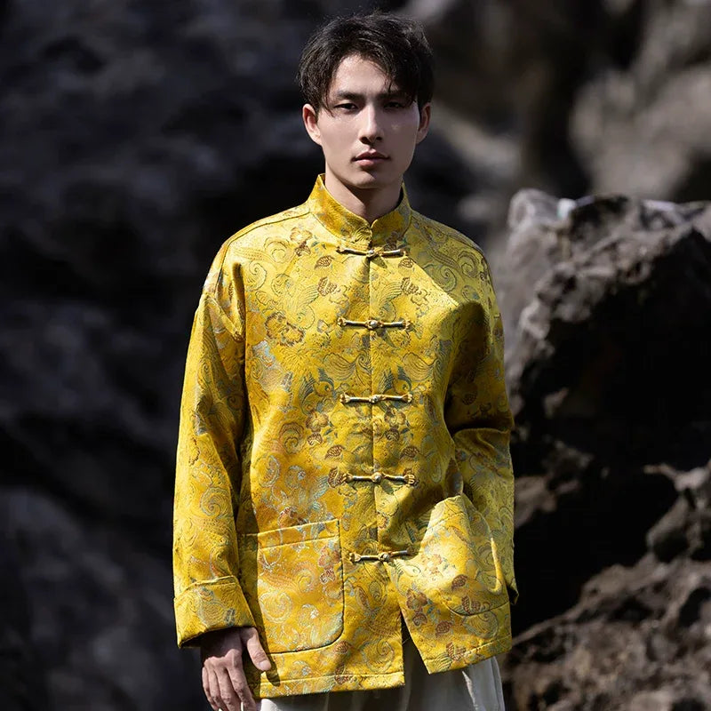 [Blue Dragon] New Chinese Tang suit men's Chinese style button-up top autumn and winter coat - Yandan_Hanfu