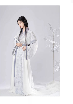 Ink Blue Jin Dynasty Hanfu Separates and 3-Piece Set - skirt or hem detail