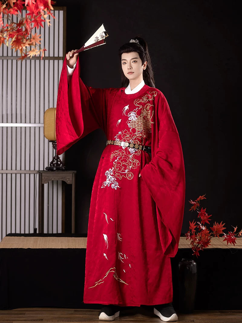 [Chuhe Han Jie] Autumn and winter new round neck robe Tang Han suit