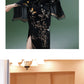 Incense two-piece set | Chinese summer thin velvet neck coat summer Cheongsam Dress