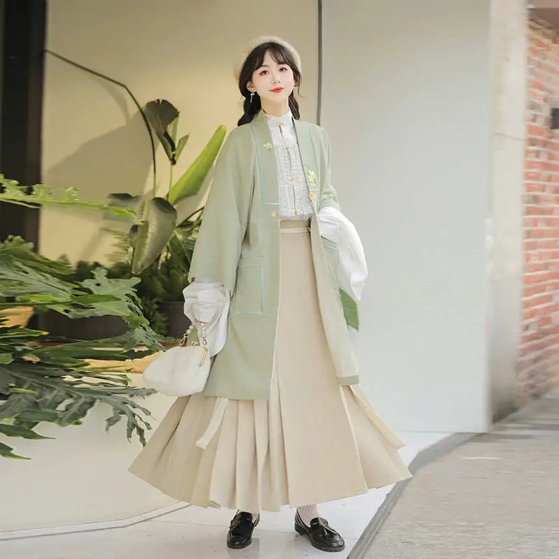 This green modern hanfu blends tradition and style with hanfu sleeves, a chic hanfu jacket, and elegant hanfu patterns. Perfect as a princess hanfu dress, fairy hanfu dress, or casual hanfu, it’s ideal for hanfu cosplay or everyday wear. Inspired by Ming Dynasty hanfu, this modern hanfu dress suits hanfu women for any occasion. Looking for winter hanfu or wondering where to buy hanfu? Visit our hanfu shop for the best green hanfu and modernised hanfu designs.