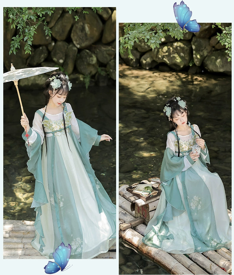 Discover green Traditional hanfu for women with elegant hanfu sleeves, intricate hanfu patterns, and layered designs. Perfect for princess hanfu dress, fairy hanfu dress, sexy hanfu, or hanfu cosplay. Pair with a hanfu skirt, hanfu coat, or dark green hanfu jacket. For men, shop modern hanfu male robes inspired by Tang Dynasty hanfu. Visit our hanfu shop for the best hanfu for sale. 