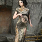 Spring Dragon Festival, Chinese national style disc buckle slim fish tail long slit cheongsam dress