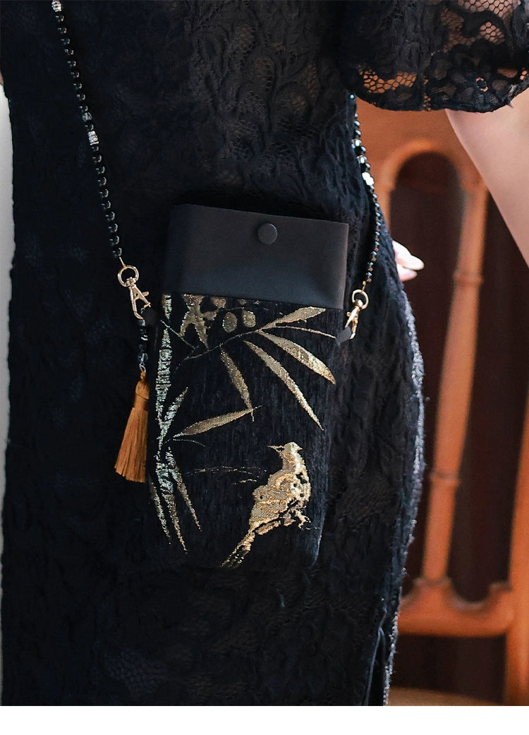 Bamboo & Bird Motif Bag | Modern Take on Vintage Crossbody